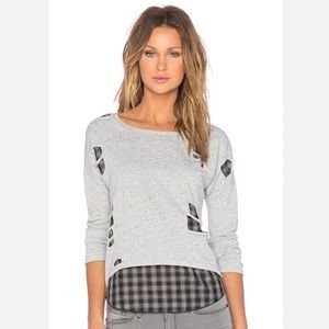 GENERATION LOVE - Brooklyn Shred Layered Top in Heather Grey & Black Plaid